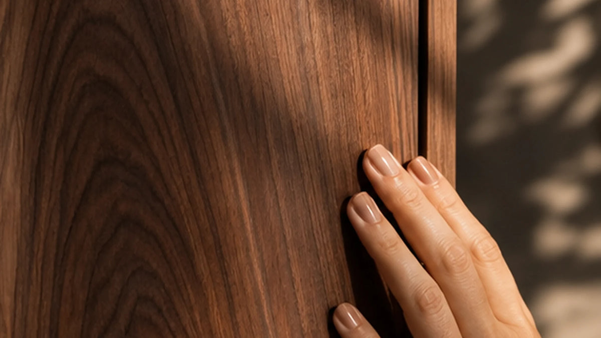 Close-up of natural walnut wood grain